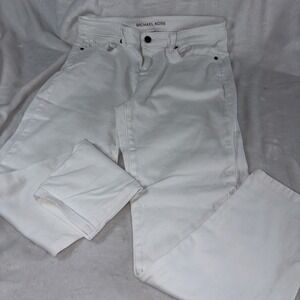 Michael Kors White Denim Straight Leg Size 10 Classic Chic Summer Essentials